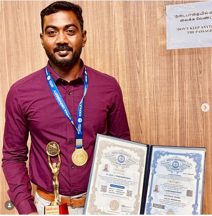 Dr. Sundaramoorthy, Founder of Naranammalpuram Sports Club